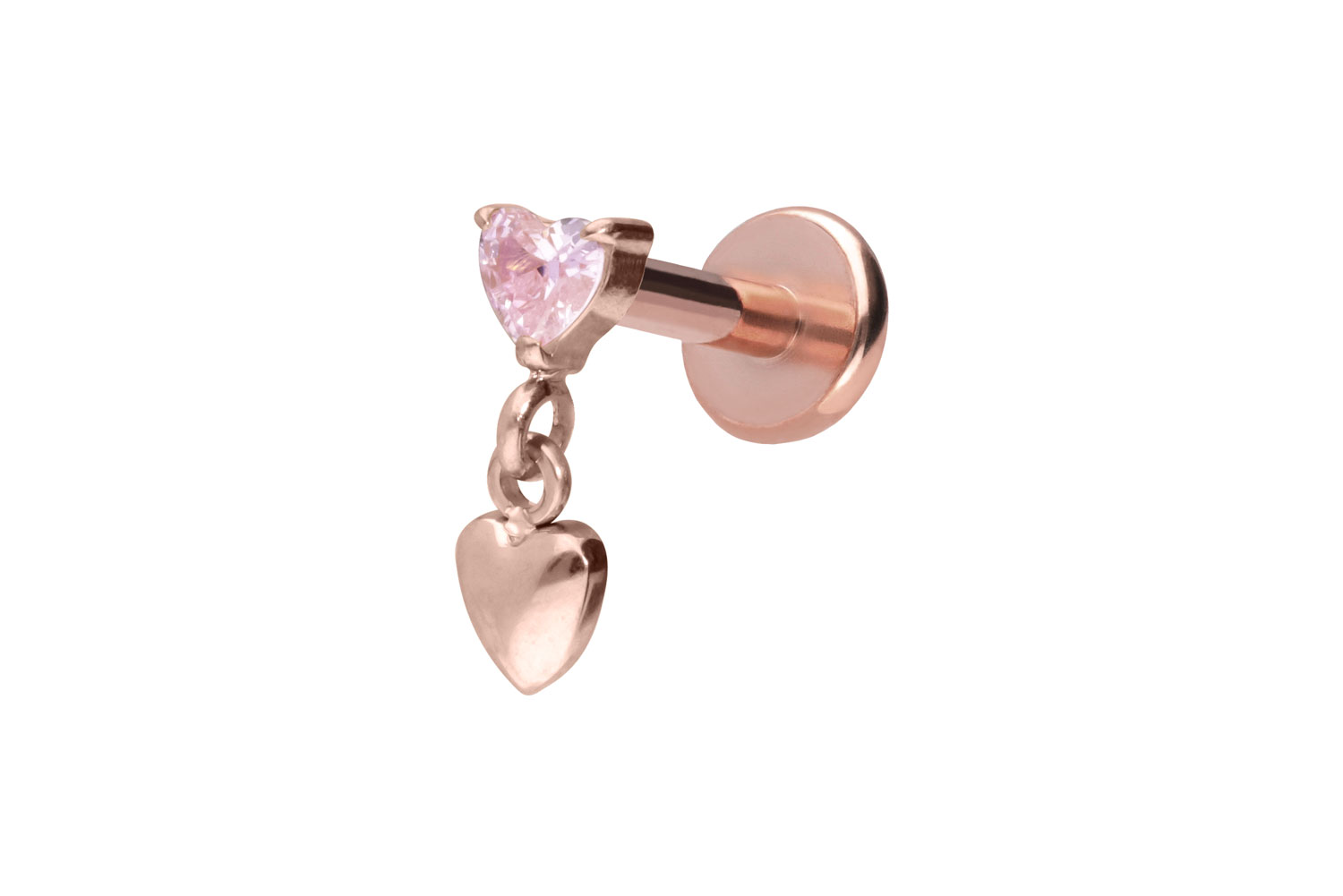 Titan Labret Piercing mit Push Fit 2 HERZEN